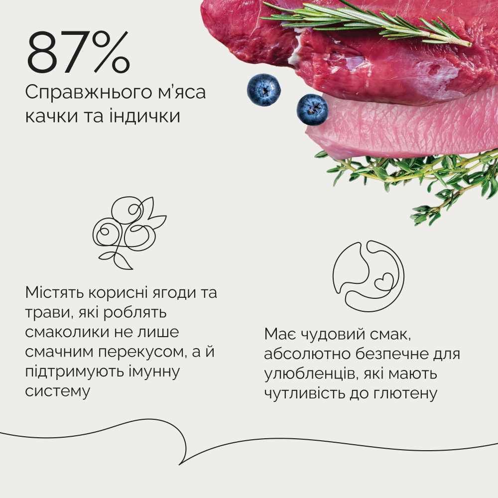 Ласощі для собак Savory Duck Fillets 100 г - індичка та качка