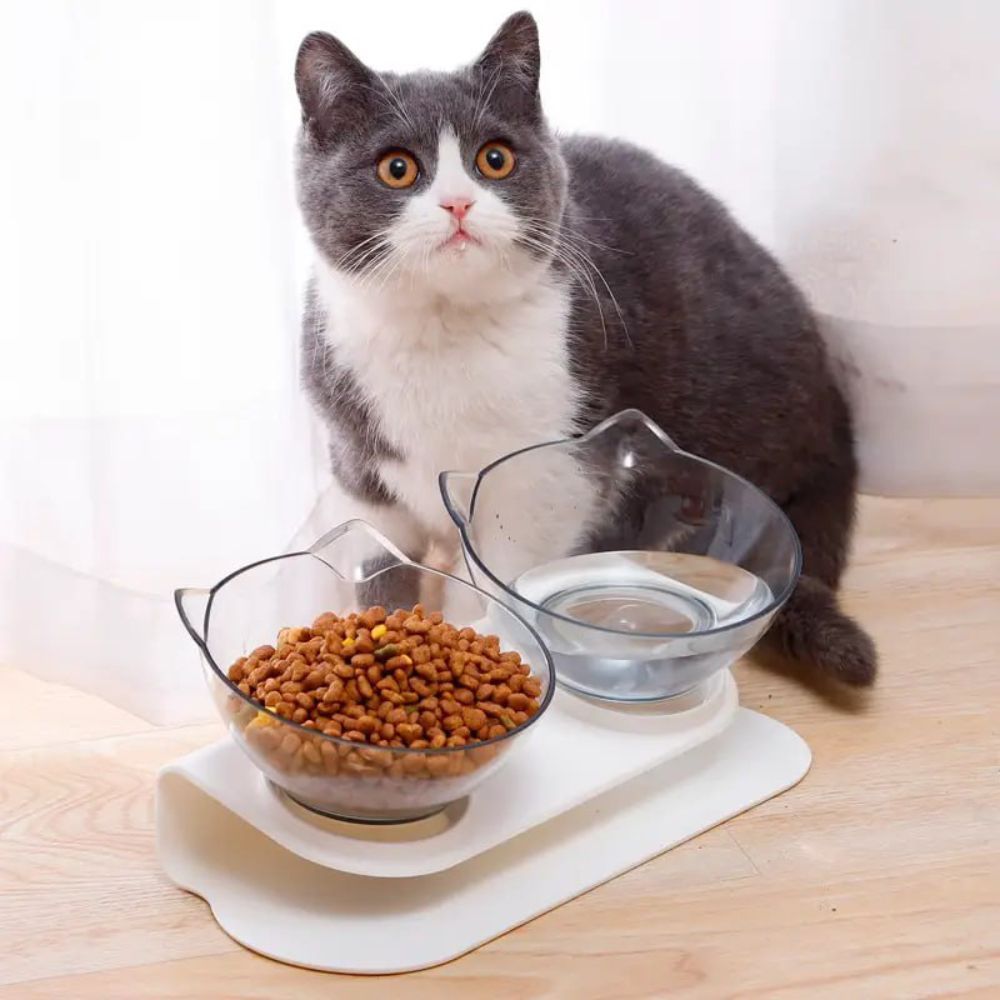 Подвійна миска для котів Me&Pet 2х400 мл - білий