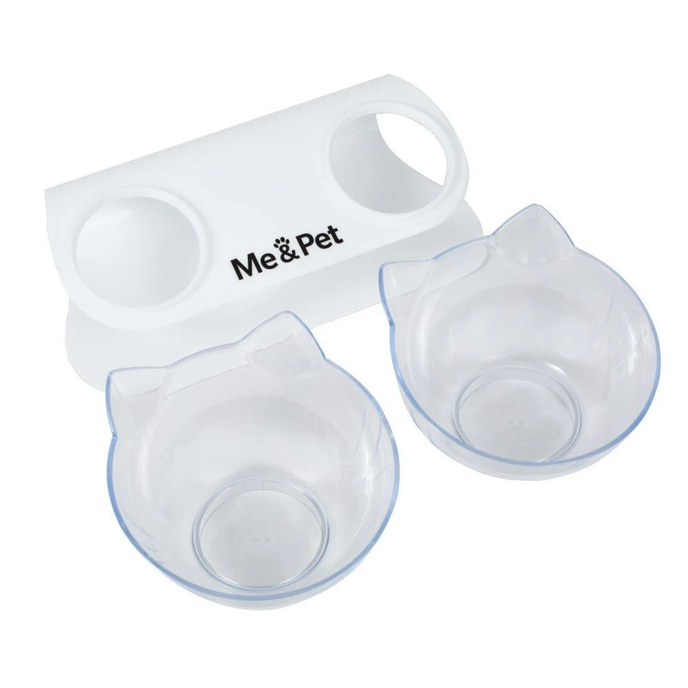Подвійна миска для котів Me&Pet 2х400 мл - білий