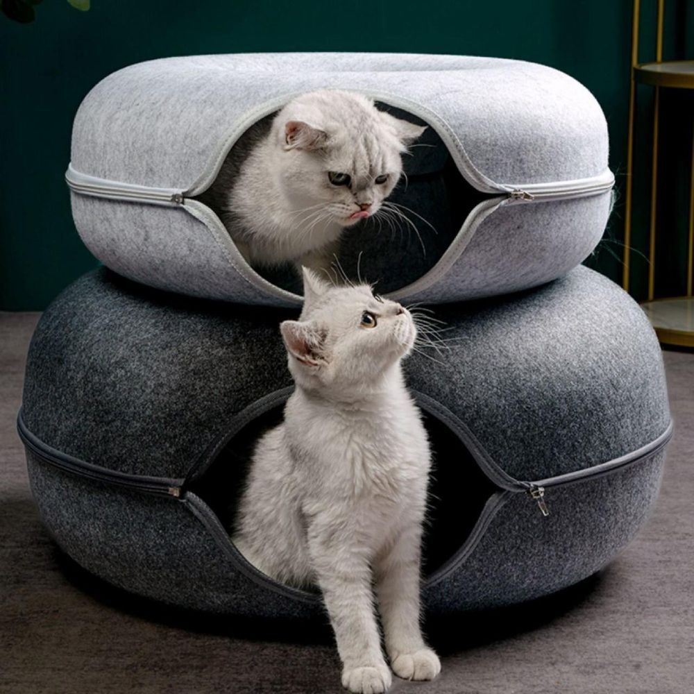 Тунель-лежанка для котів Me&Pet М 50х20 см - сірий Тунель-лежанка для котів Me&Pet М 50х20 см - сірий