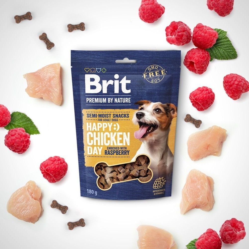 Ласощі для собак Brit Premium by Nature Semi-moist Snacks 180 г - курка та малина