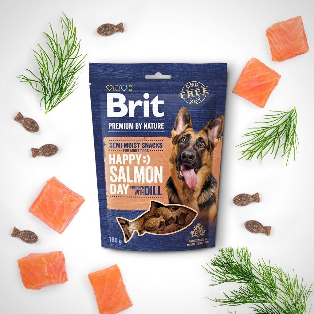 Ласощі для собак Brit Premium by Nature Semi-moist Snacks 180 г - лосось та кріп