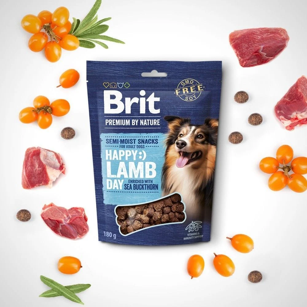 Ласощі для собак Brit Premium by Nature Semi-moist Snacks 180 г - ягня та обліпиха