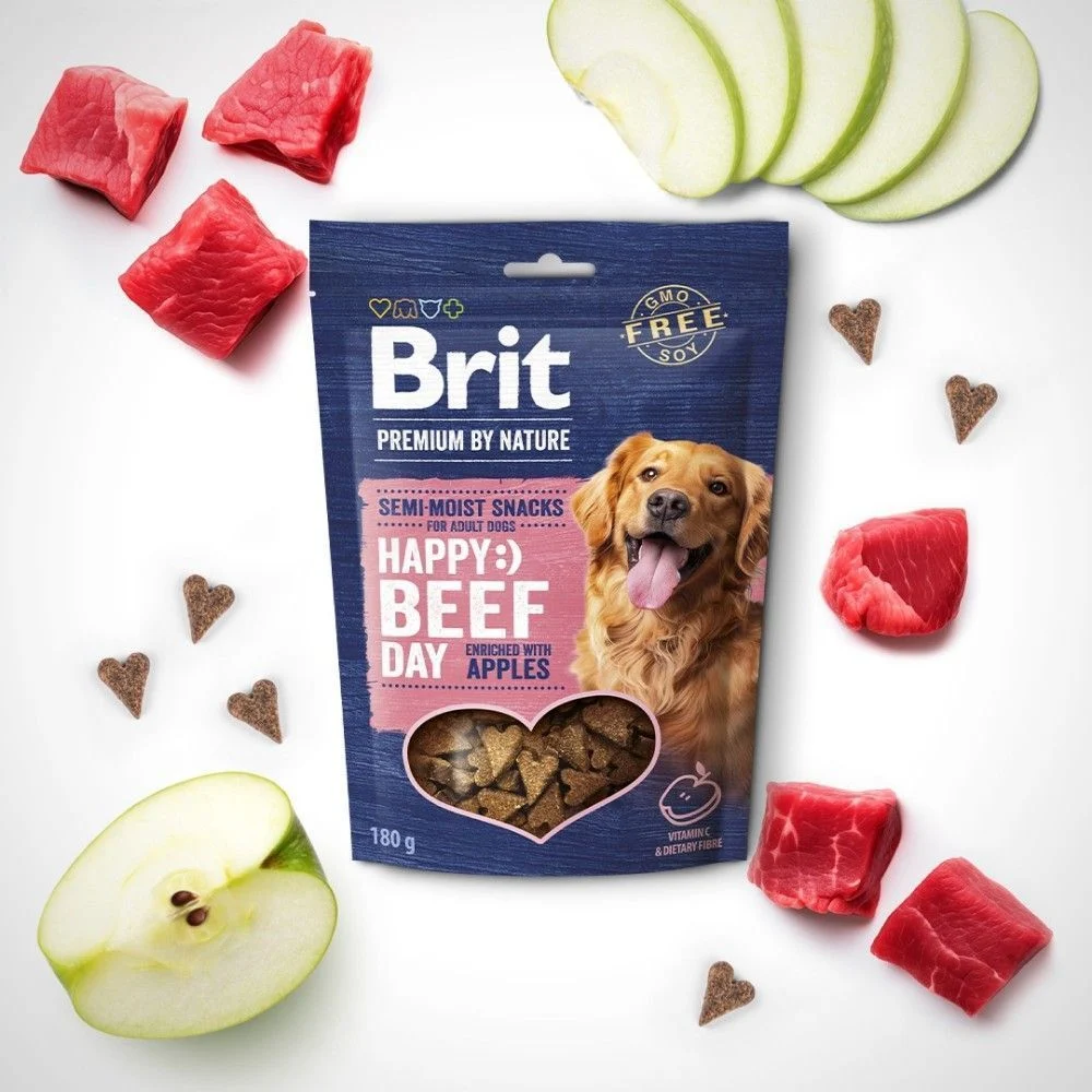 Ласощі для собак Brit Premium by Nature Semi-moist Snacks 180 г - яловичина та яблука