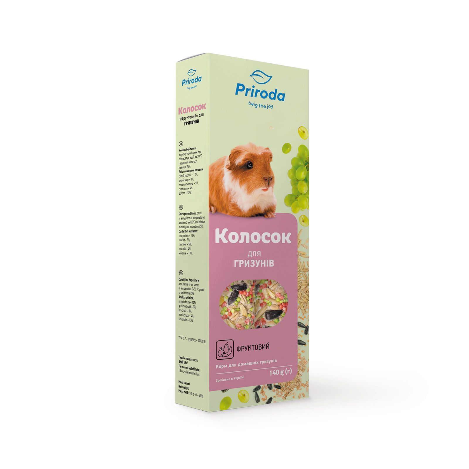 Лакомство для грызунов Priroda Колосок 2 шт. по 70 г — фрукты Лакомство для грызунов Priroda Колосок 2 шт. по 70 г — фрукты