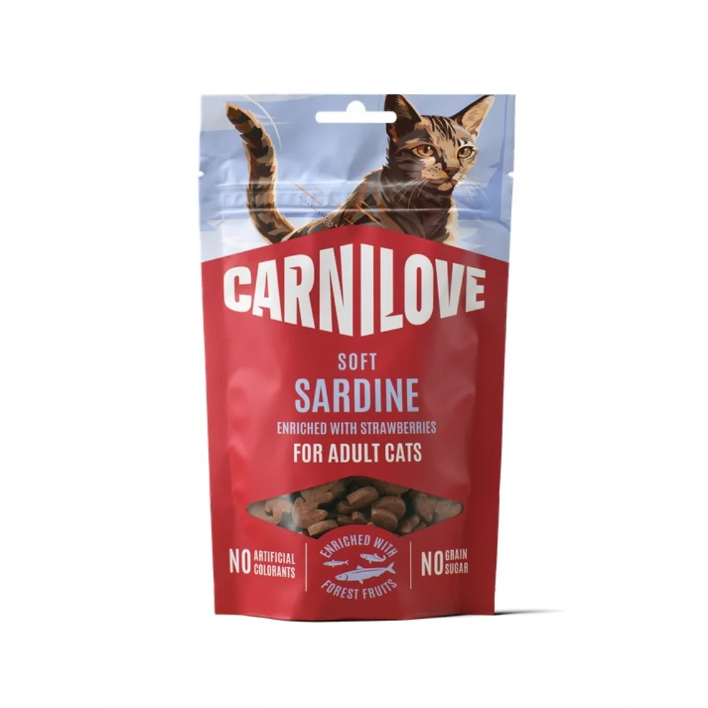 Ласощі для котів Carnilove Soft Snack Adult 50 г - сардина та полуниця Ласощі для котів Carnilove Soft Snack Adult 50 г - сардина та полуниця