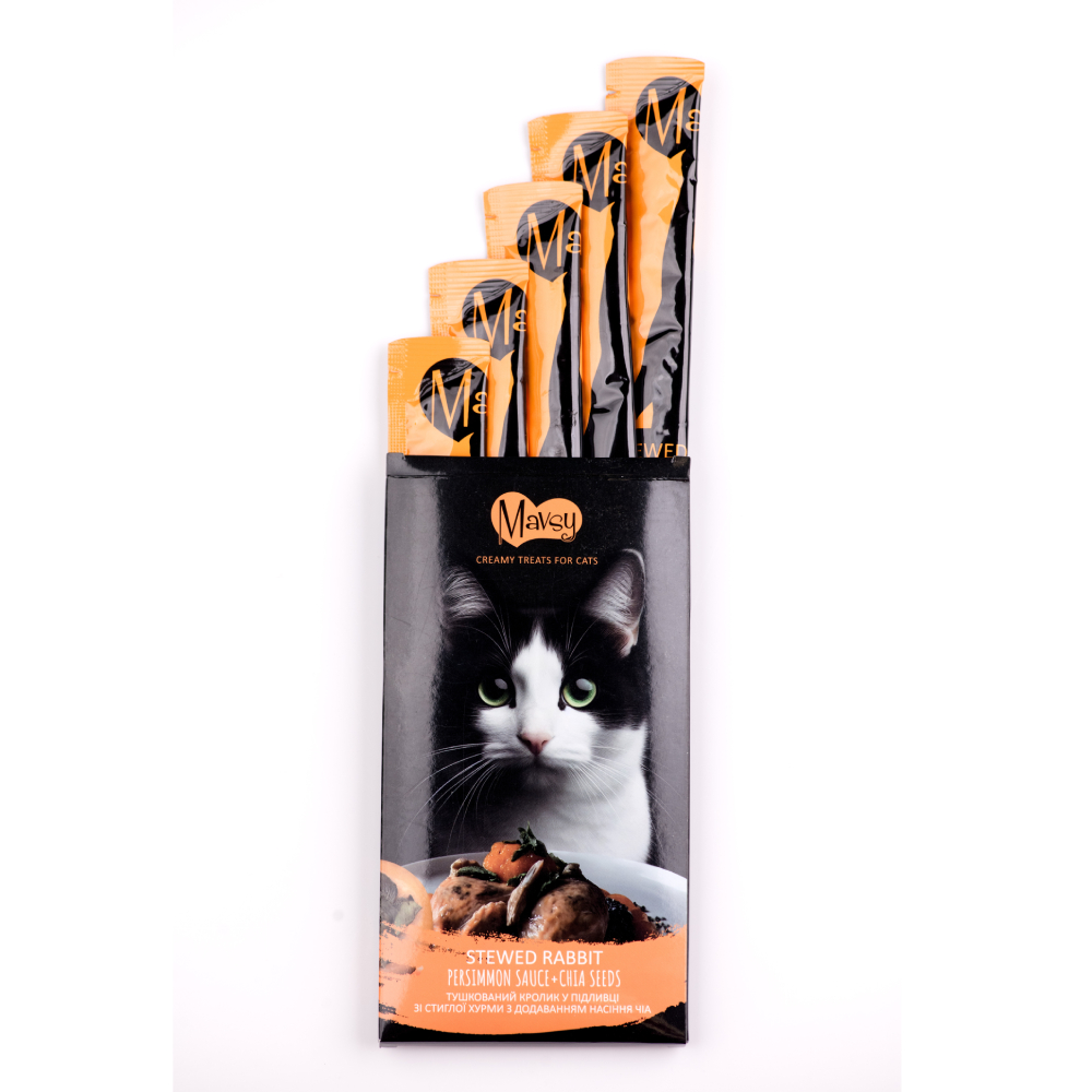 Ласощі для котів Mavsy Creamy 5 шт х 15 г - кролик Ласощі для котів Mavsy Creamy 5 шт х 15 г - кролик