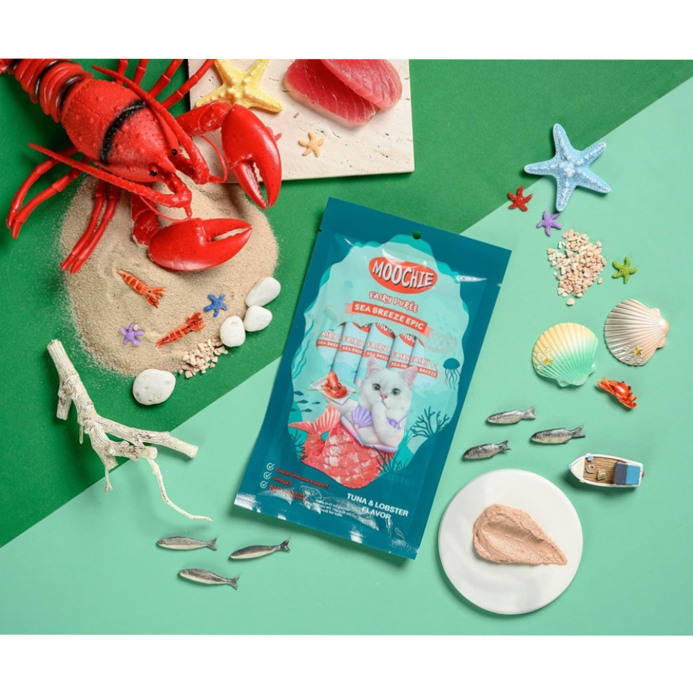 Лакомства для кошек Moochie Fairy Puree 25 шт. х 15 г — тунец и лобстер Лакомства для кошек Moochie Fairy Puree 25 шт. х 15 г — тунец и лобстер