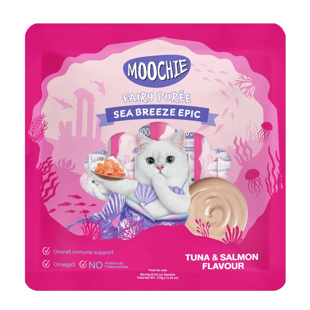 Лакомства для кошек Moochie Fairy Puree 25 шт. х 15 г — тунец и лосось Лакомства для кошек Moochie Fairy Puree 25 шт. х 15 г — тунец и лосось