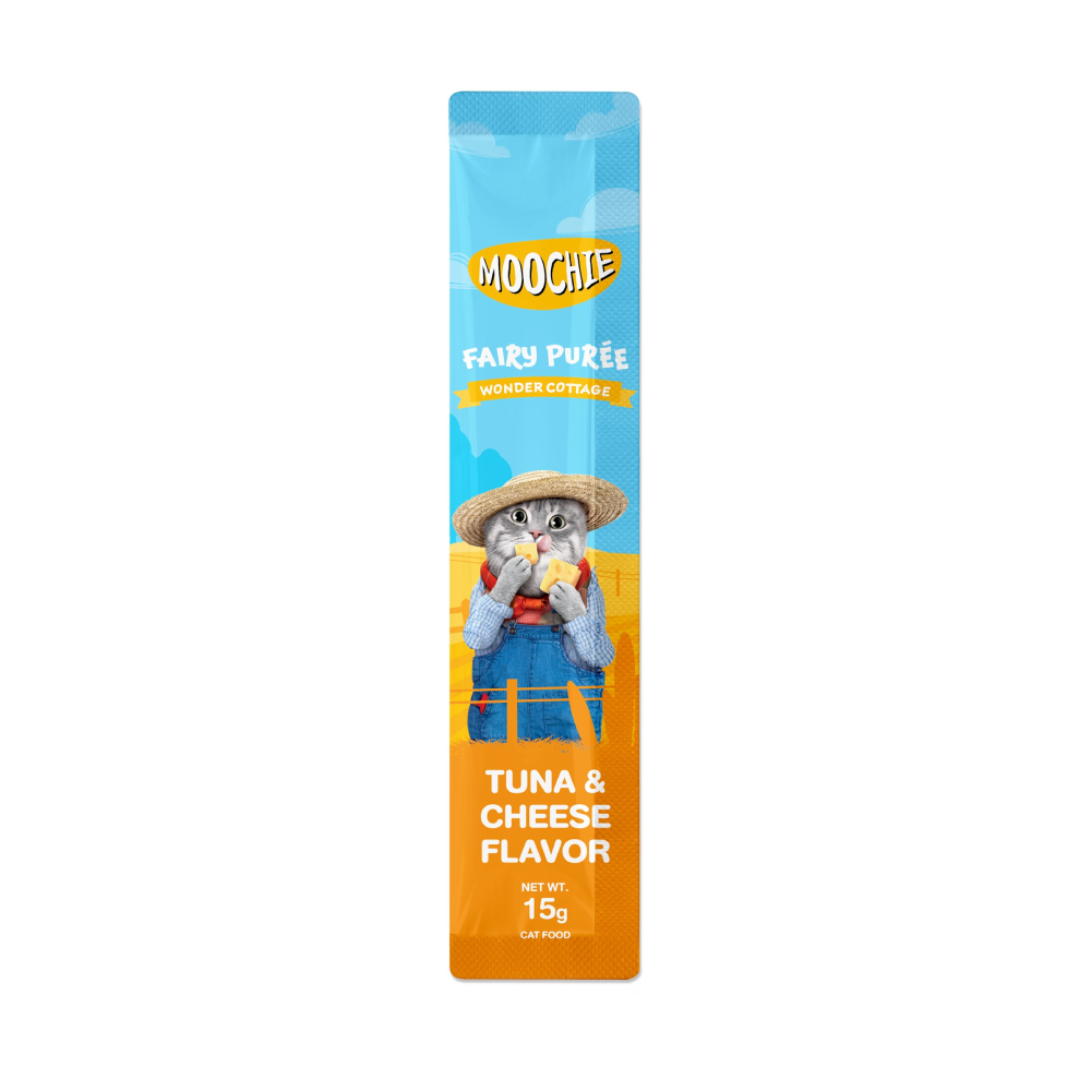 Лакомства для кошек Moochie Fairy Puree 25 шт. х 15 г — тунец и сыр Лакомства для кошек Moochie Fairy Puree 25 шт. х 15 г — тунец и сыр
