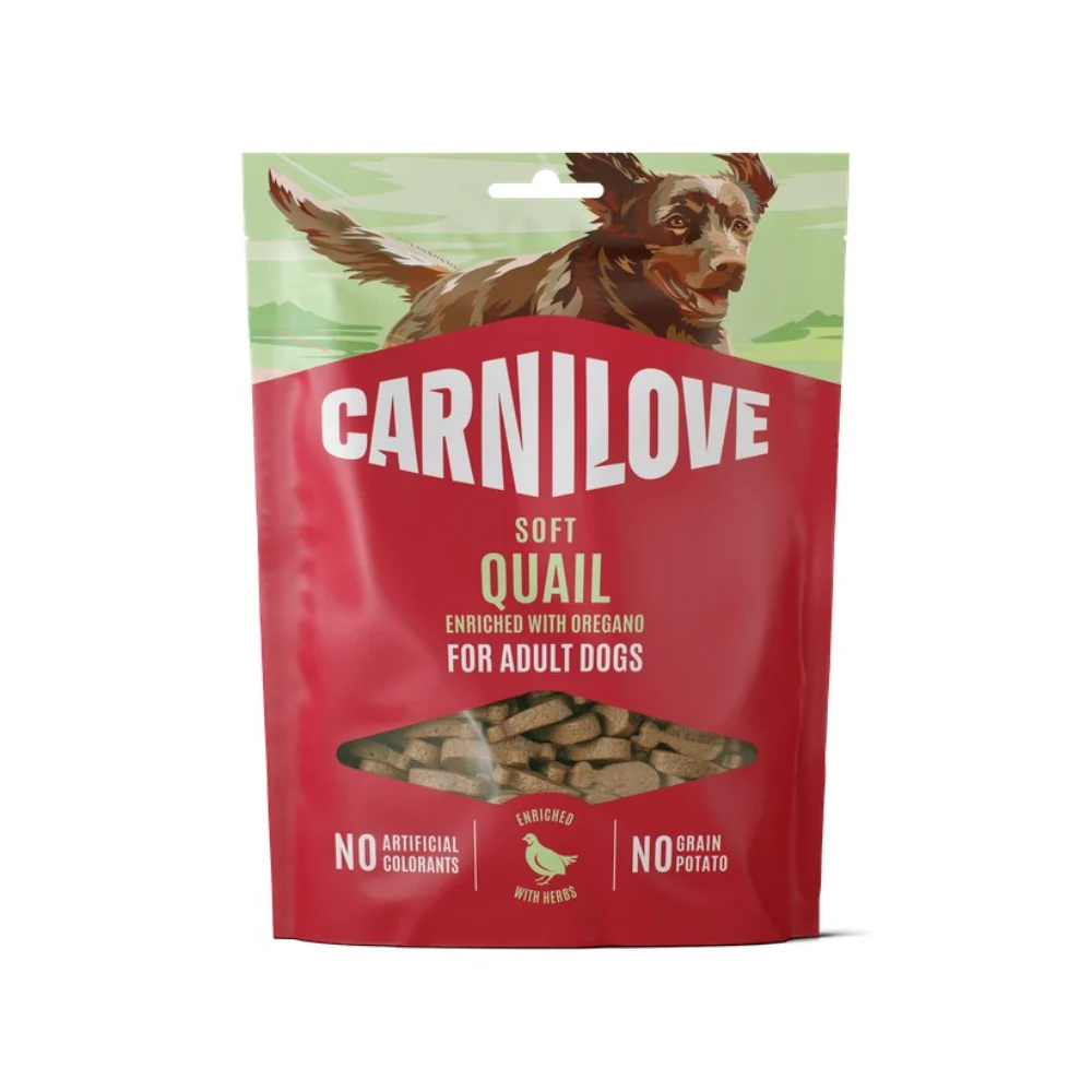 Ласощі для собак Carnilove Soft Snack Adult 200 г - перепілка та орегано Ласощі для собак Carnilove Soft Snack Adult 200 г - перепілка та орегано