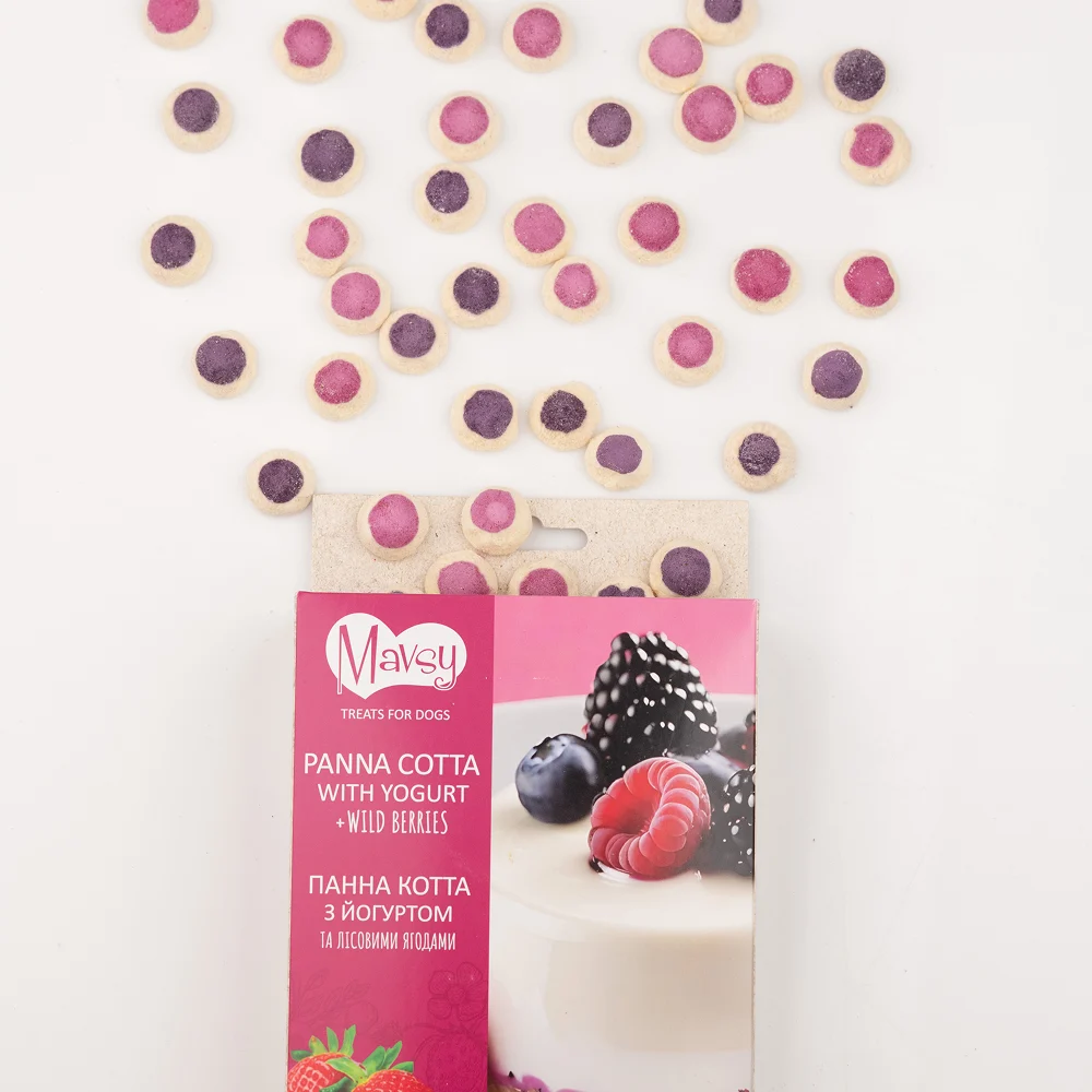 Ласощі для собак Mavsy Freeze dried 50 г - панна-котта з йогуртом Ласощі для собак Mavsy Freeze dried 50 г - панна-котта з йогуртом