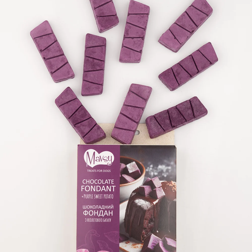 Ласощі для собак Mavsy Freeze dried 50 г - шоколадний фондан та батат Ласощі для собак Mavsy Freeze dried 50 г - шоколадний фондан та батат