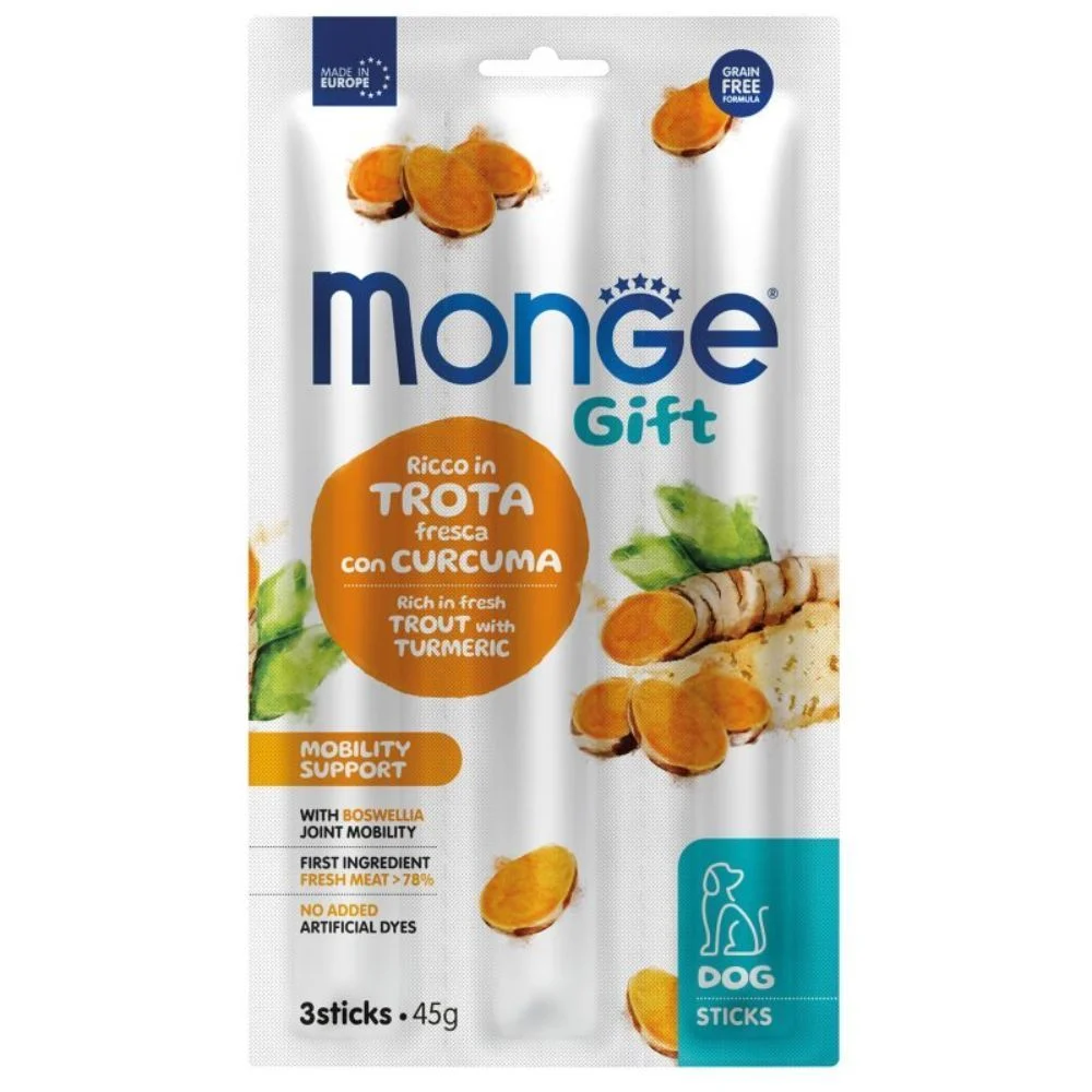 Ласощі для собак Monge Gift Mobility Support 45 г - форель та куркума Ласощі для собак Monge Gift Mobility Support 45 г - форель та куркума