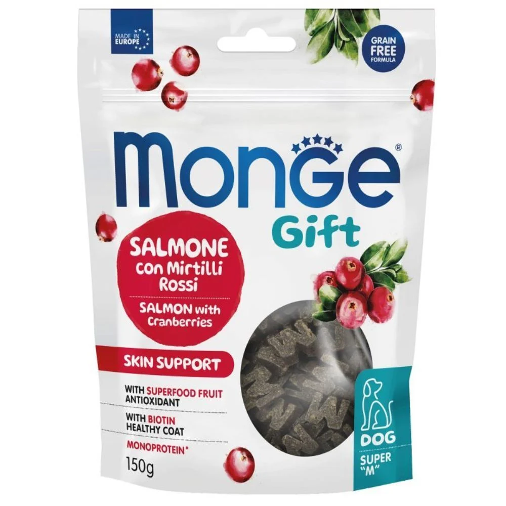 Ласощі для собак Monge Gift Skin Support 150 г - лосось та журавлина