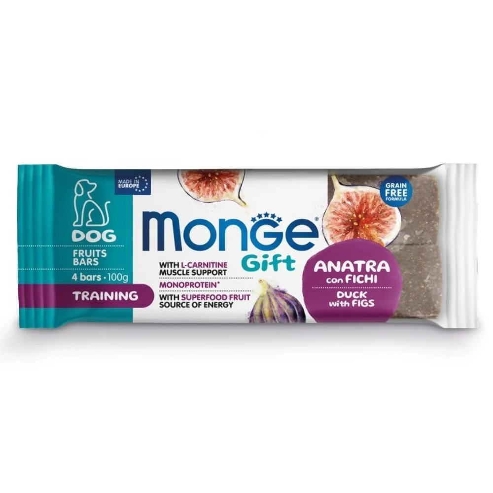 Ласощі для собак Monge Gift Training 100 г - качка та інжир Ласощі для собак Monge Gift Training 100 г - качка та інжир