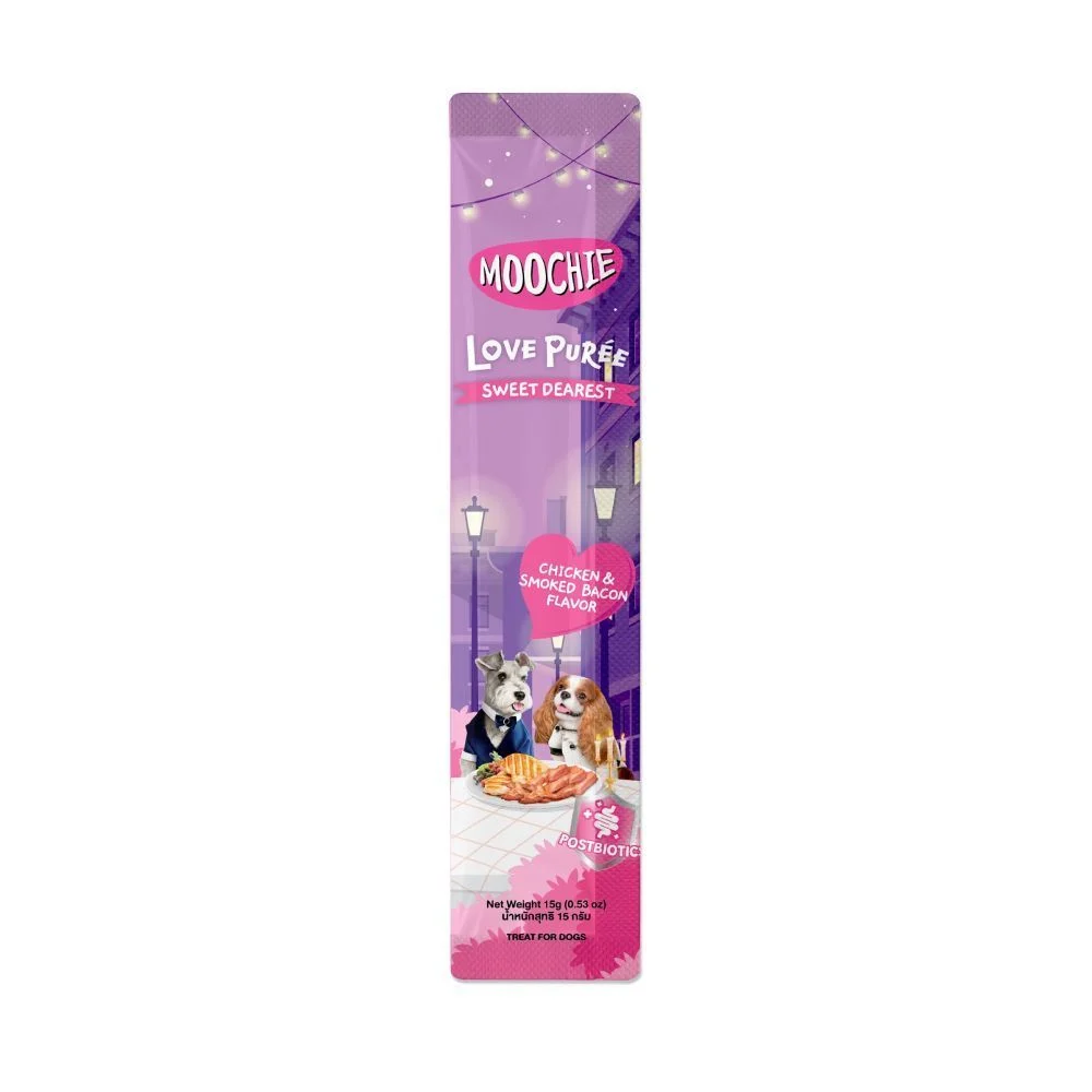 Лакомство для собак Moochie Love Puree Sweet Dearest 4 шт х 15 г - курица и бекон Лакомство для собак Moochie Love Puree Sweet Dearest 4 шт х 15 г - курица и бекон