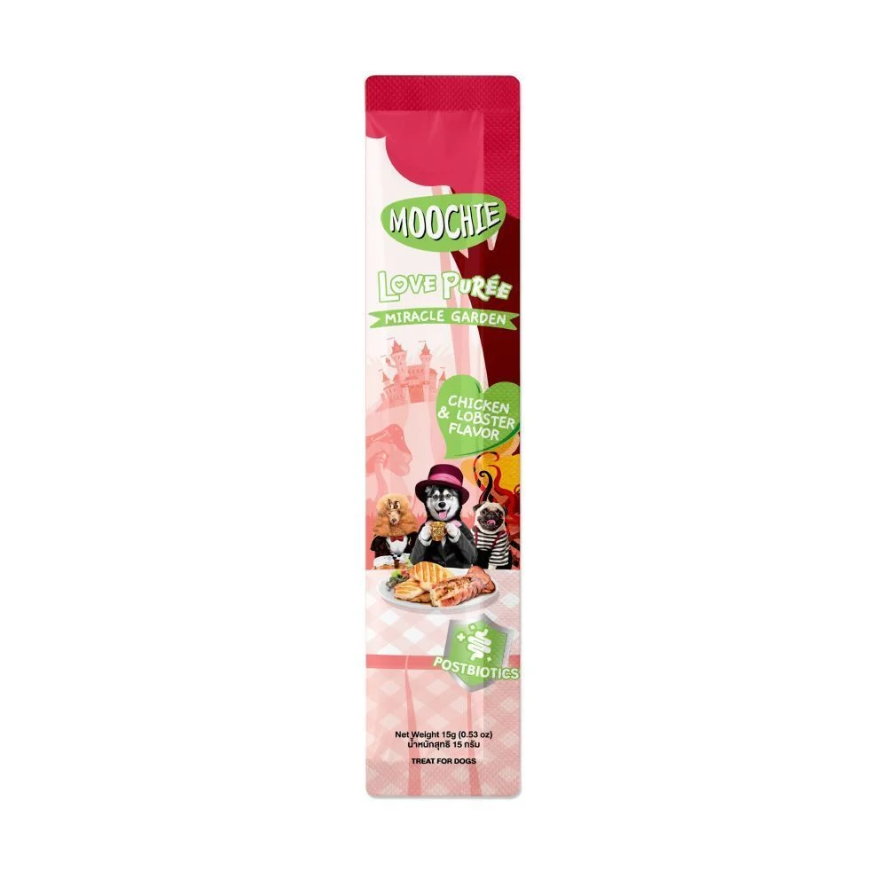 Лакомство для собак Moochie Love Puree Miracle Garden 4 шт х 15 г - курица и лобстер Лакомство для собак Moochie Love Puree Miracle Garden 4 шт х 15 г - курица и лобстер