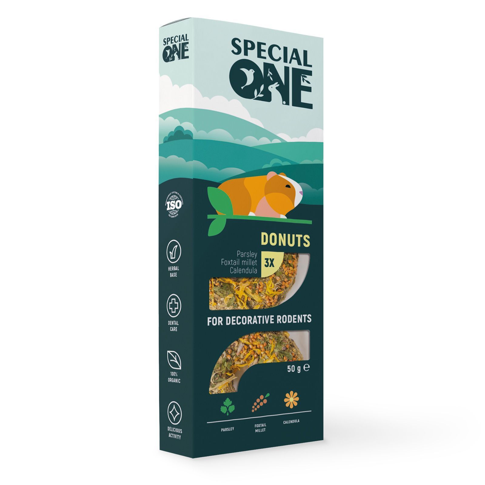 Ласощі для гризунів Special One Пончики 3 шт х 16,7 г - петрушка, чумиза та календула Ласощі для гризунів Special One Пончики 3 шт х 16,7 г - петрушка, чумиза та календула