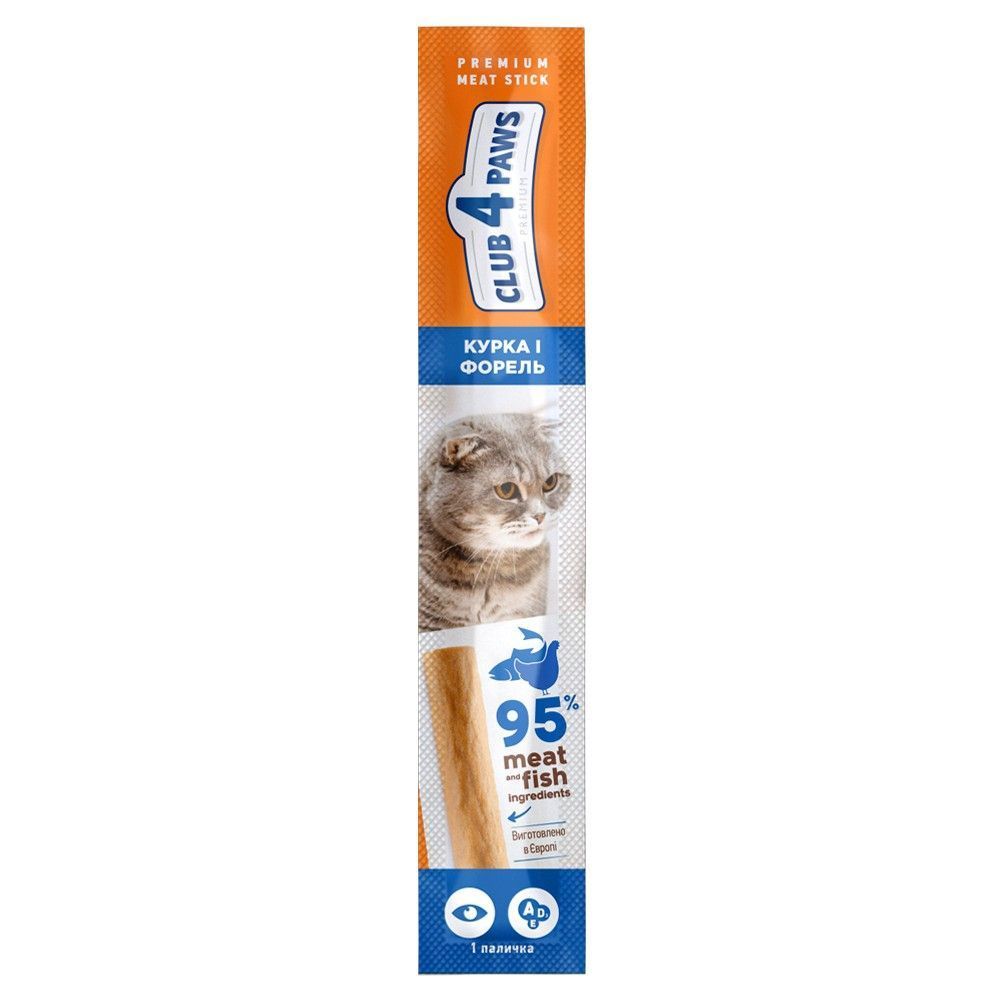 Ласощі для котів Club 4 Paws 5 г - курка та форель Ласощі для котів Club 4 Paws 5 г - курка та форель