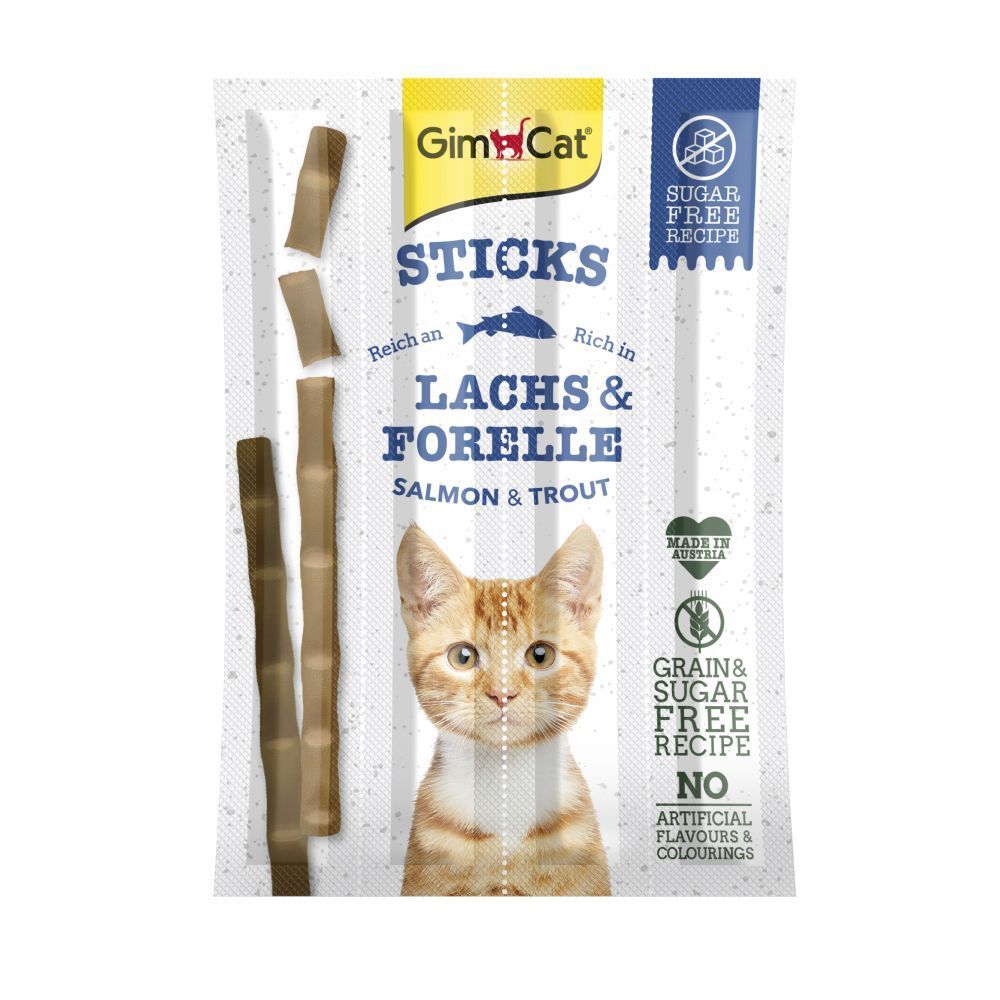 Ласощі для котів GimCat Sticks 4 шт - лосось та форель Ласощі для котів GimCat Sticks 4 шт - лосось та форель