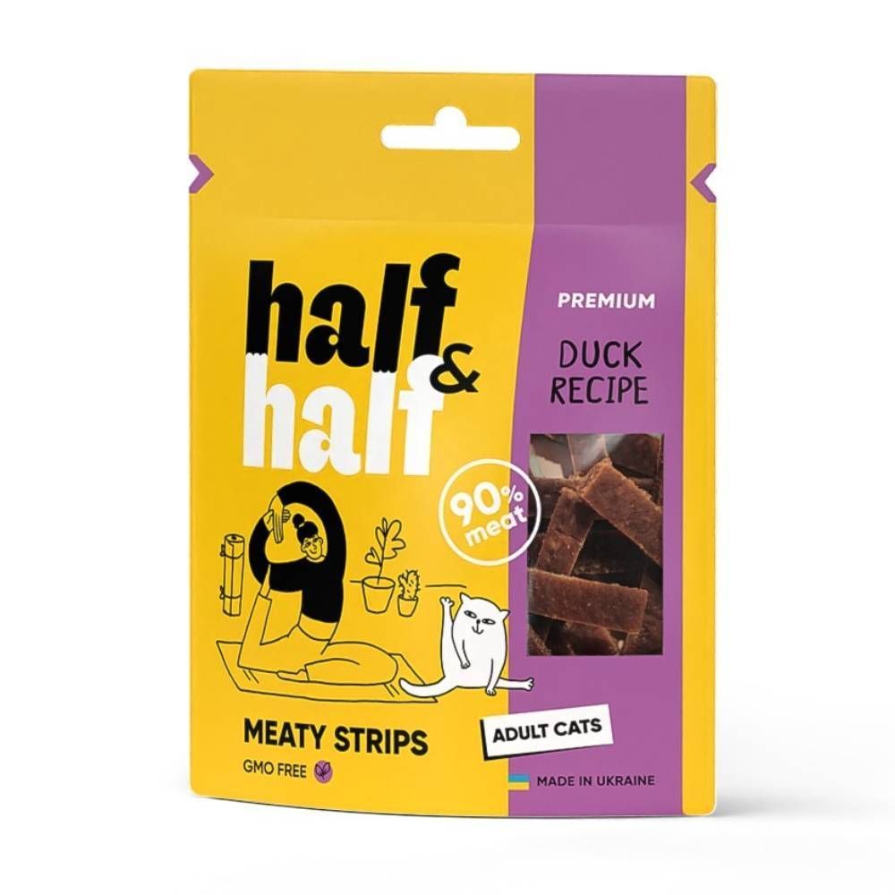 ΠΠ°ΠΊΠΎΠΌΡΡΠ²Π° Π΄Π»Ρ ΠΊΠΎΡΠ΅ΠΊ Half&Half Meaty Strips Adult 50 Π³ - ΡΡΠΊΠ° ΠΠ°ΠΊΠΎΠΌΡΡΠ²Π° Π΄Π»Ρ ΠΊΠΎΡΠ΅ΠΊ Half&Half Meaty Strips Adult 50 Π³ - ΡΡΠΊΠ°
