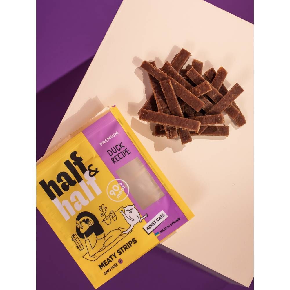 ΠΠ°ΠΊΠΎΠΌΡΡΠ²Π° Π΄Π»Ρ ΠΊΠΎΡΠ΅ΠΊ Half&Half Meaty Strips Adult 50 Π³ - ΡΡΠΊΠ° ΠΠ°ΠΊΠΎΠΌΡΡΠ²Π° Π΄Π»Ρ ΠΊΠΎΡΠ΅ΠΊ Half&Half Meaty Strips Adult 50 Π³ - ΡΡΠΊΠ°