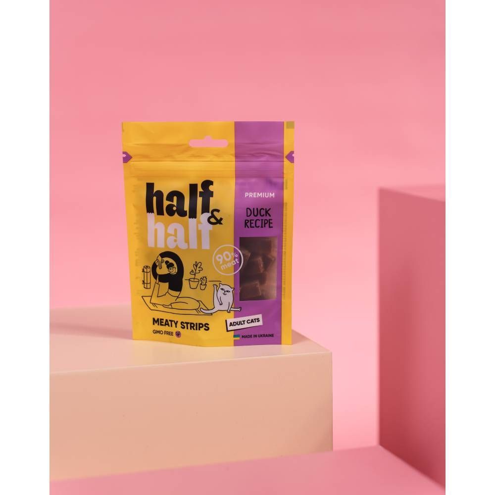 ΠΠ°ΠΊΠΎΠΌΡΡΠ²Π° Π΄Π»Ρ ΠΊΠΎΡΠ΅ΠΊ Half&Half Meaty Strips Adult 50 Π³ - ΡΡΠΊΠ° ΠΠ°ΠΊΠΎΠΌΡΡΠ²Π° Π΄Π»Ρ ΠΊΠΎΡΠ΅ΠΊ Half&Half Meaty Strips Adult 50 Π³ - ΡΡΠΊΠ°