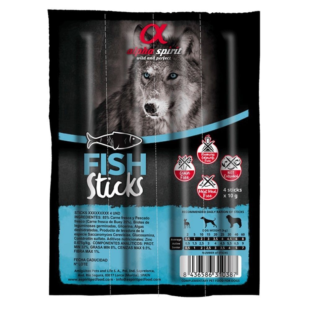 Ласощі для собак Alpha Spirit Fish Sticks 4 шт х 10 г - риба Ласощі для собак Alpha Spirit Fish Sticks 4 шт х 10 г - риба
