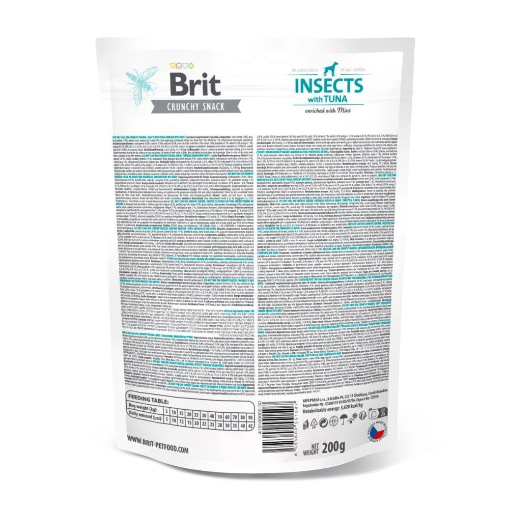 Лакомства для собак Brit Care Dog Crunchy Cracker 200 г — насекомые, тунец и мята