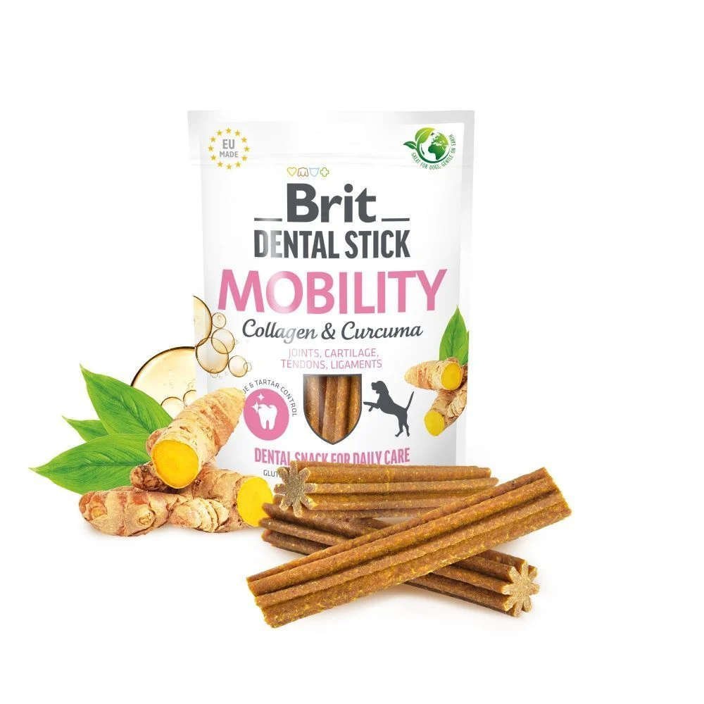 Ласощі для собак Brit Dental Stick Mobility 251 г 7 шт - колаген та куркума