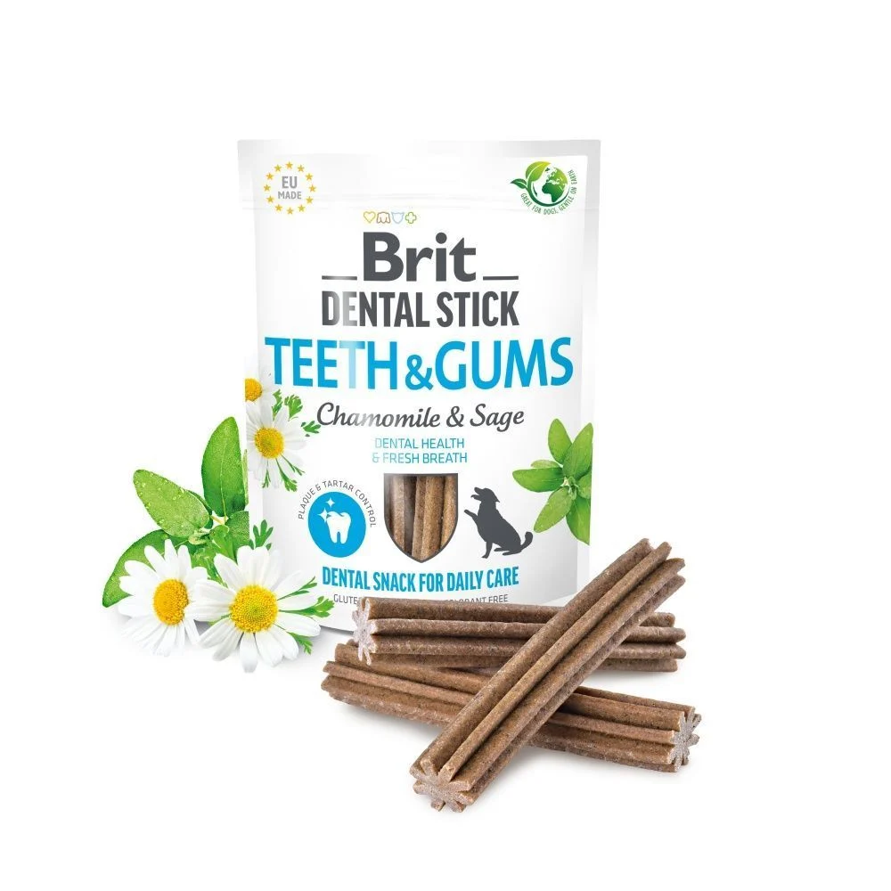 Ласощі для собак Brit Dental Stick Teeth & Gums 251 г 7 шт - ромашка та шавлія Ласощі для собак Brit Dental Stick Teeth & Gums 251 г 7 шт - ромашка та шавлія
