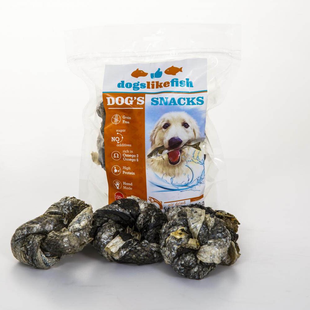 Ласощі для собак DoglikeFish кільця з тріски та шкіри лосося 250 г (тріска та лосось)
