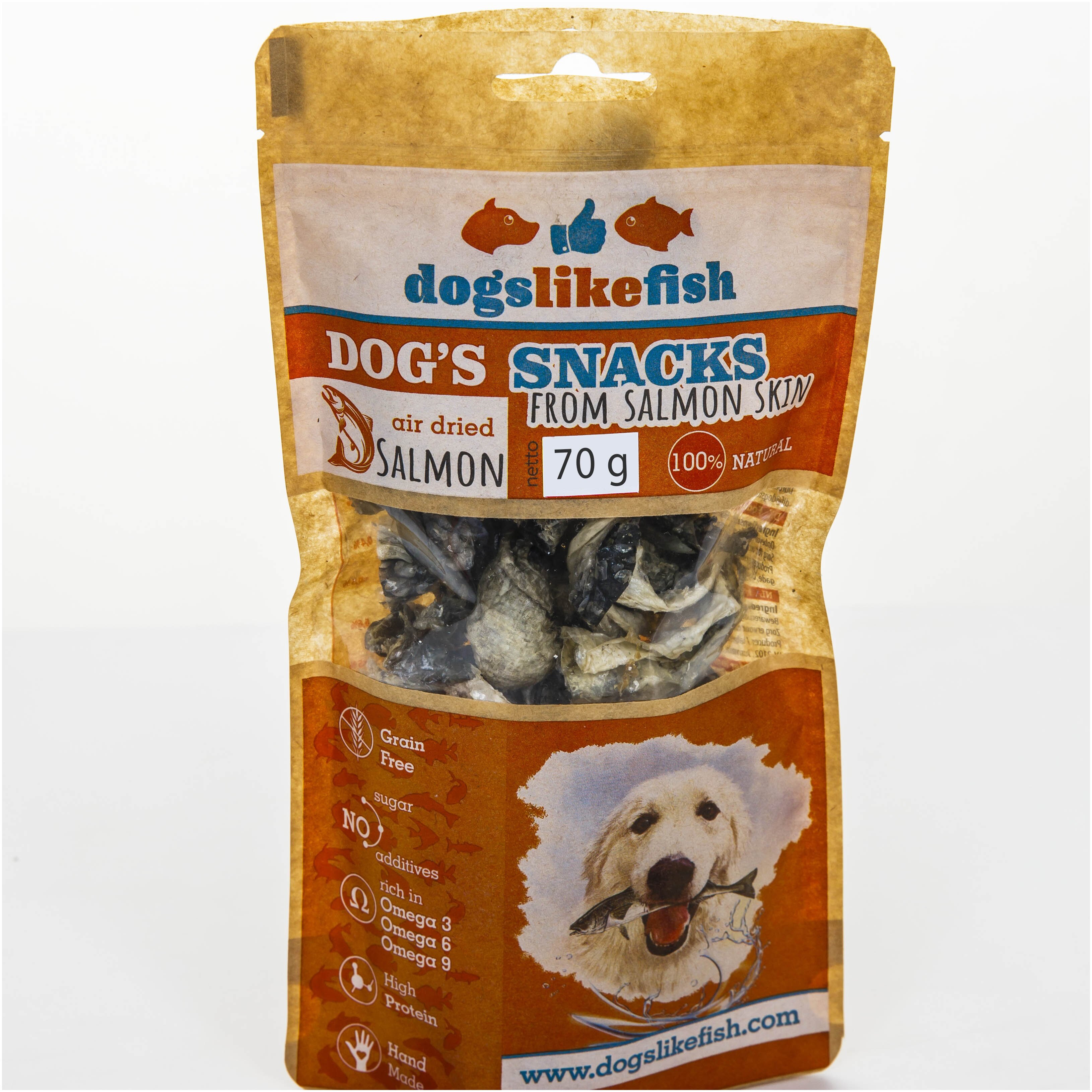 Ласощі для собак DoglikeFish зі шкіри лосося 70 г (лосось)