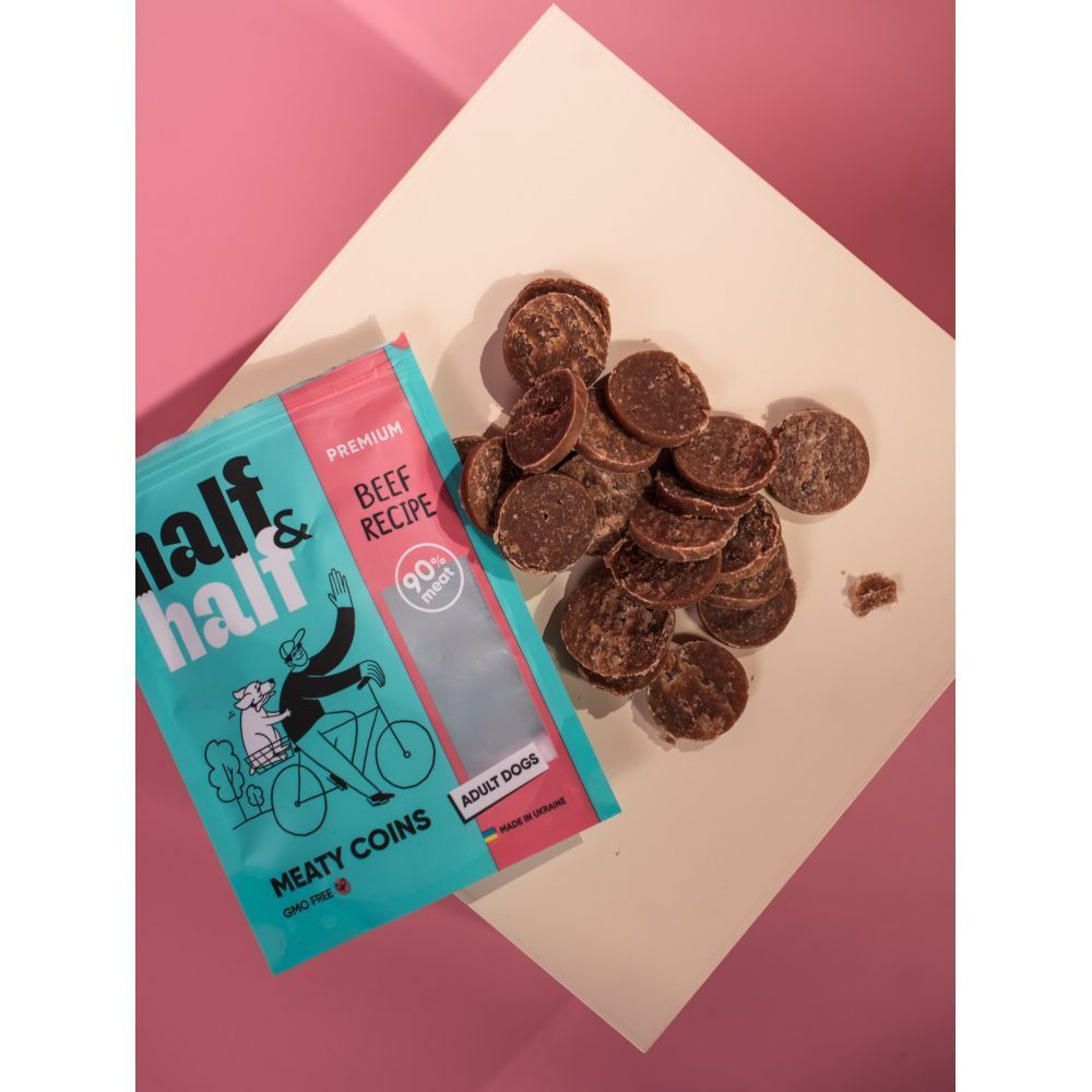 Ласощі для собак Half&Half Meaty Coins Adult 100 г - яловичина Ласощі для собак Half&Half Meaty Coins Adult 100 г - яловичина