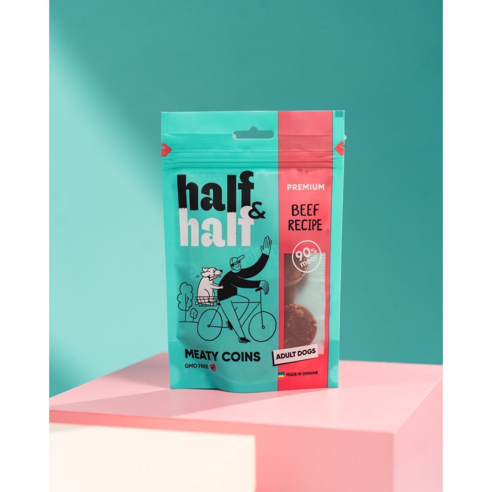 Ласощі для собак Half&Half Meaty Coins Adult 100 г - яловичина Ласощі для собак Half&Half Meaty Coins Adult 100 г - яловичина