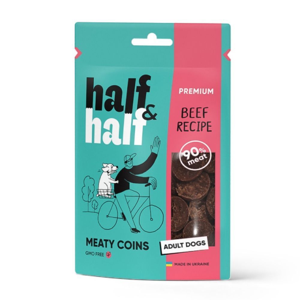 Ласощі для собак Half&Half Meaty Coins Adult 100 г - яловичина Ласощі для собак Half&Half Meaty Coins Adult 100 г - яловичина