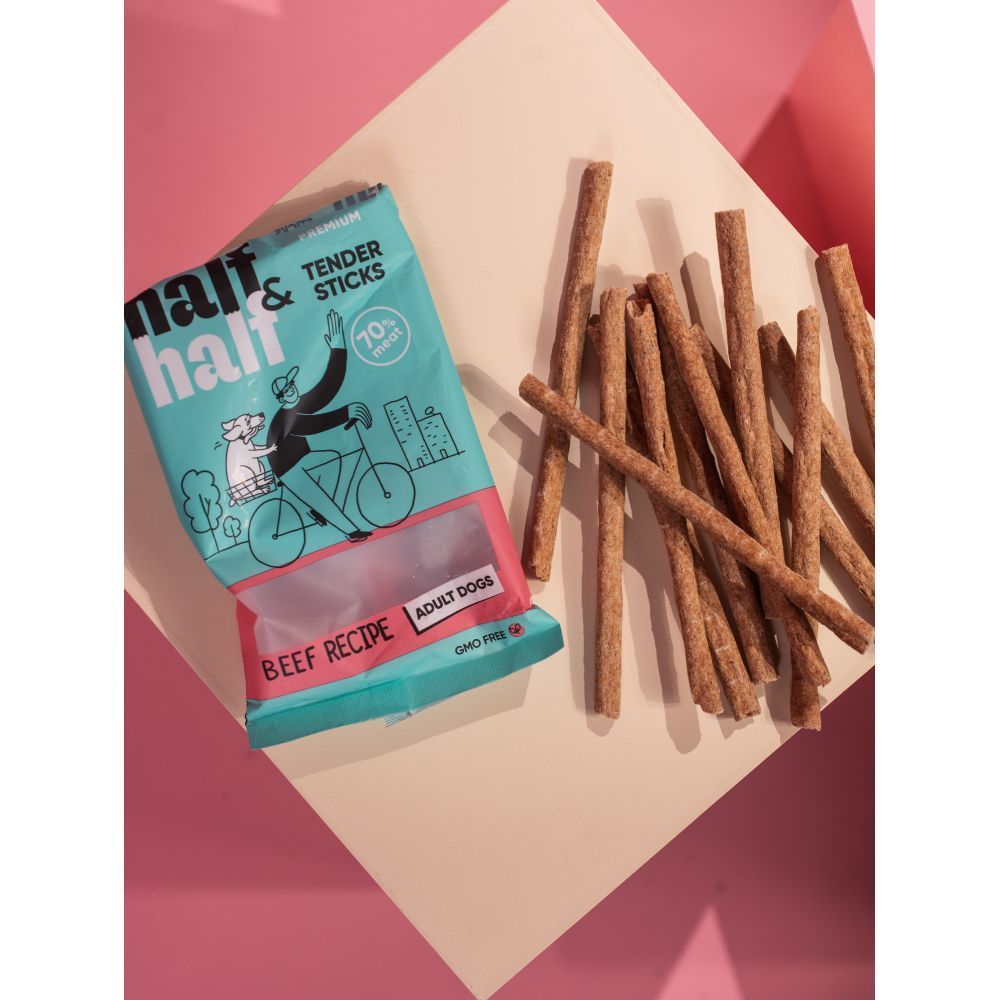 Ласощі для собак Half&Half Tender Sticks Adult 100 г - яловичина Ласощі для собак Half&Half Tender Sticks Adult 100 г - яловичина
