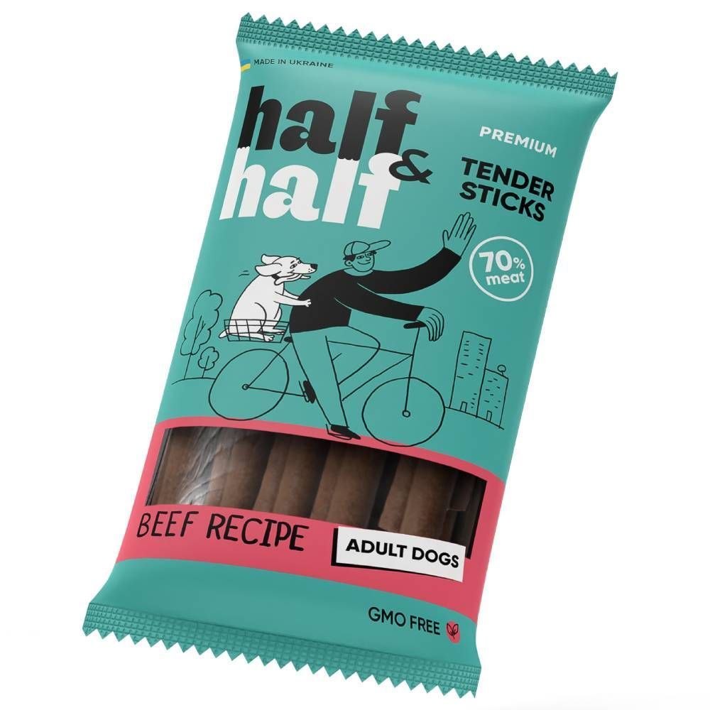 Ласощі для собак Half&Half Tender Sticks Adult 100 г - яловичина Ласощі для собак Half&Half Tender Sticks Adult 100 г - яловичина