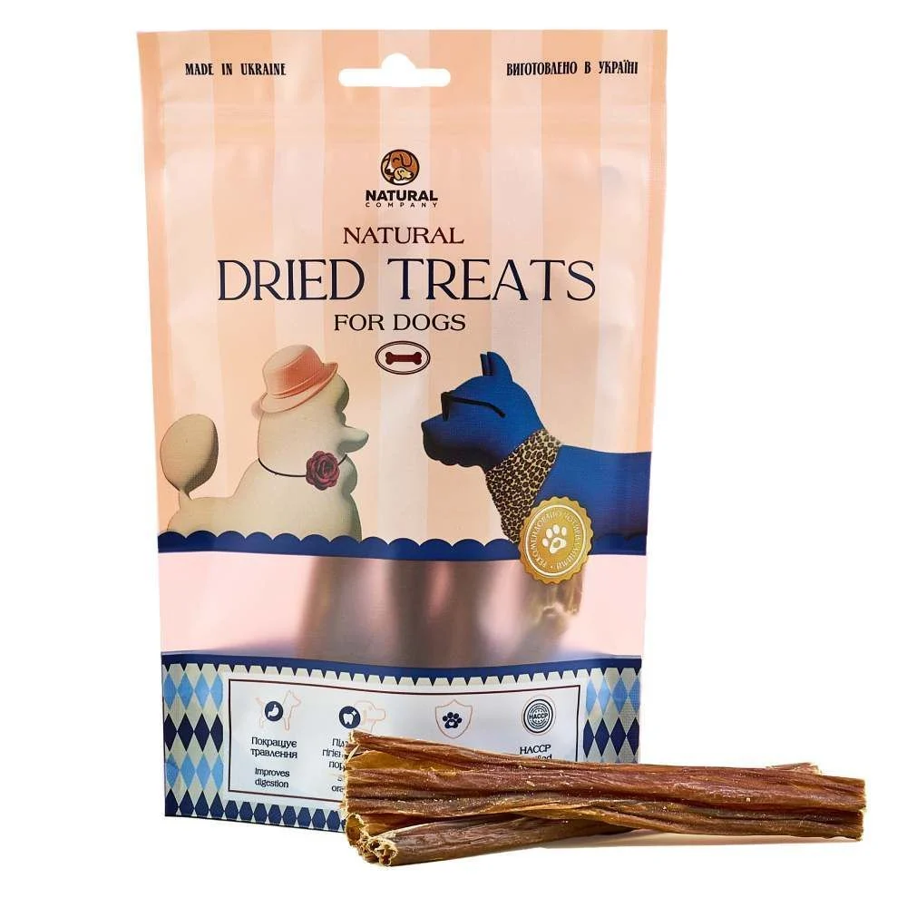 Ласощі для собак Natural Dried Treats 100 г - кишка яловича Ласощі для собак Natural Dried Treats 100 г - кишка яловича