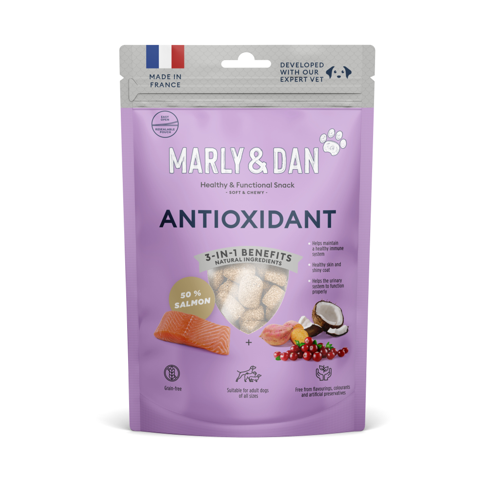 Ласощі для собак Marly and Dan, Antioxidant 100 г - лосось Ласощі для собак Marly and Dan, Antioxidant 100 г - лосось