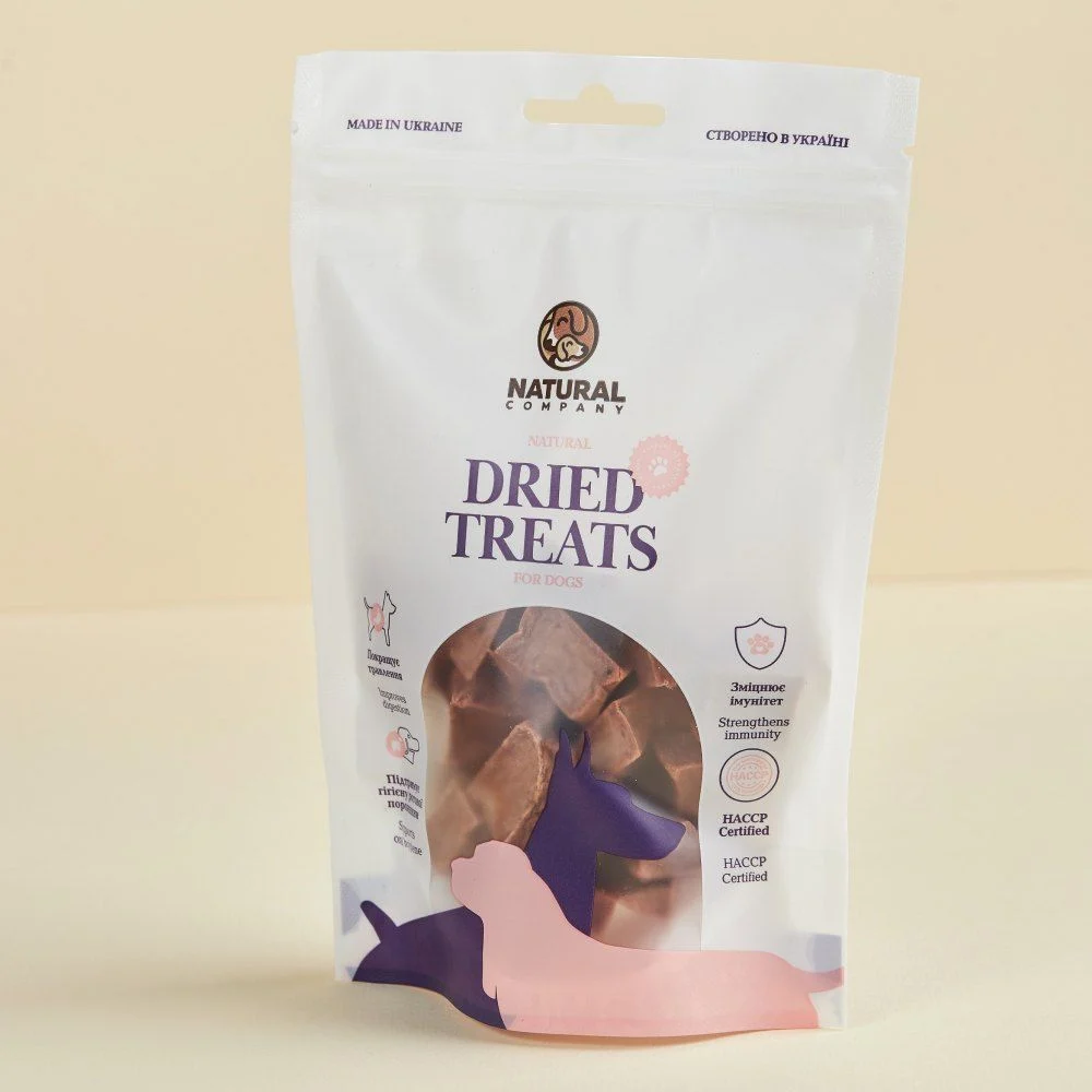 Ласощі для собак Natural Dried Treats 100 г - яловичина, курка та індичка