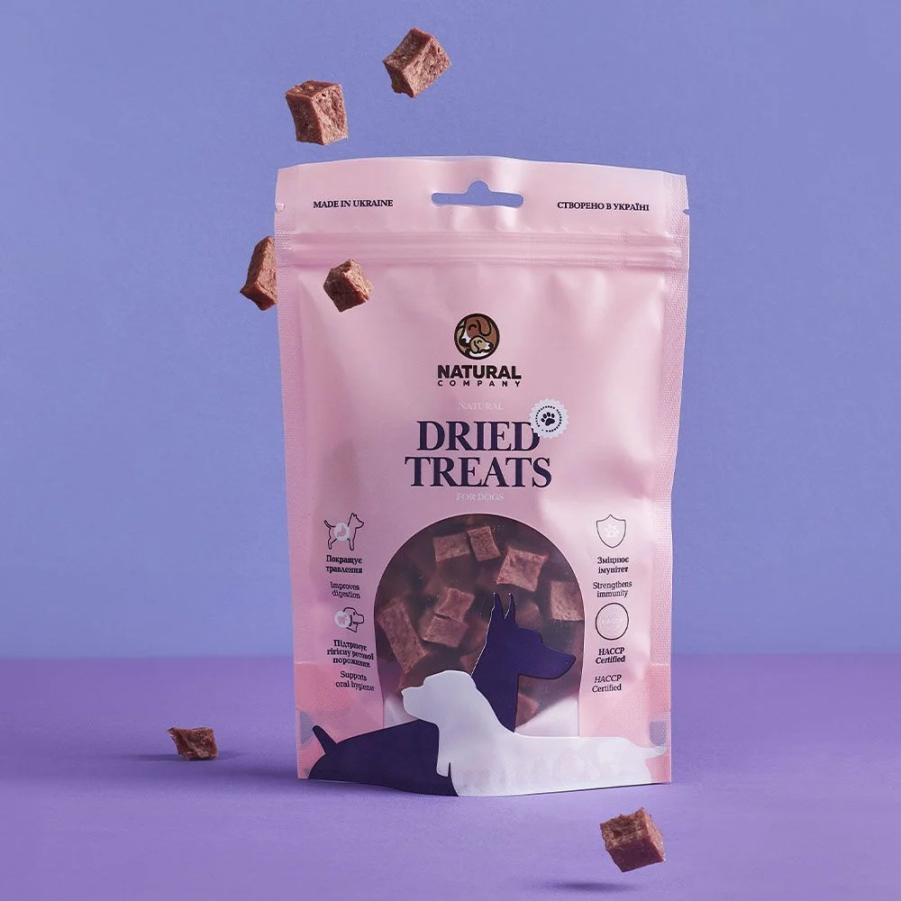 Ласощі для собак Natural Dried Treats Кубики 100 г - яловичина