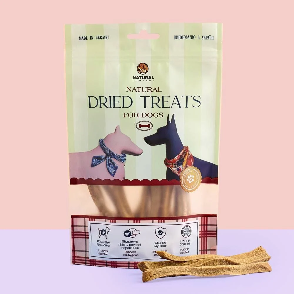 Ласощі для собак Natural Dried Treats 100 г - яловичина, курка та індичка Ласощі для собак Natural Dried Treats 100 г - яловичина, курка та індичка