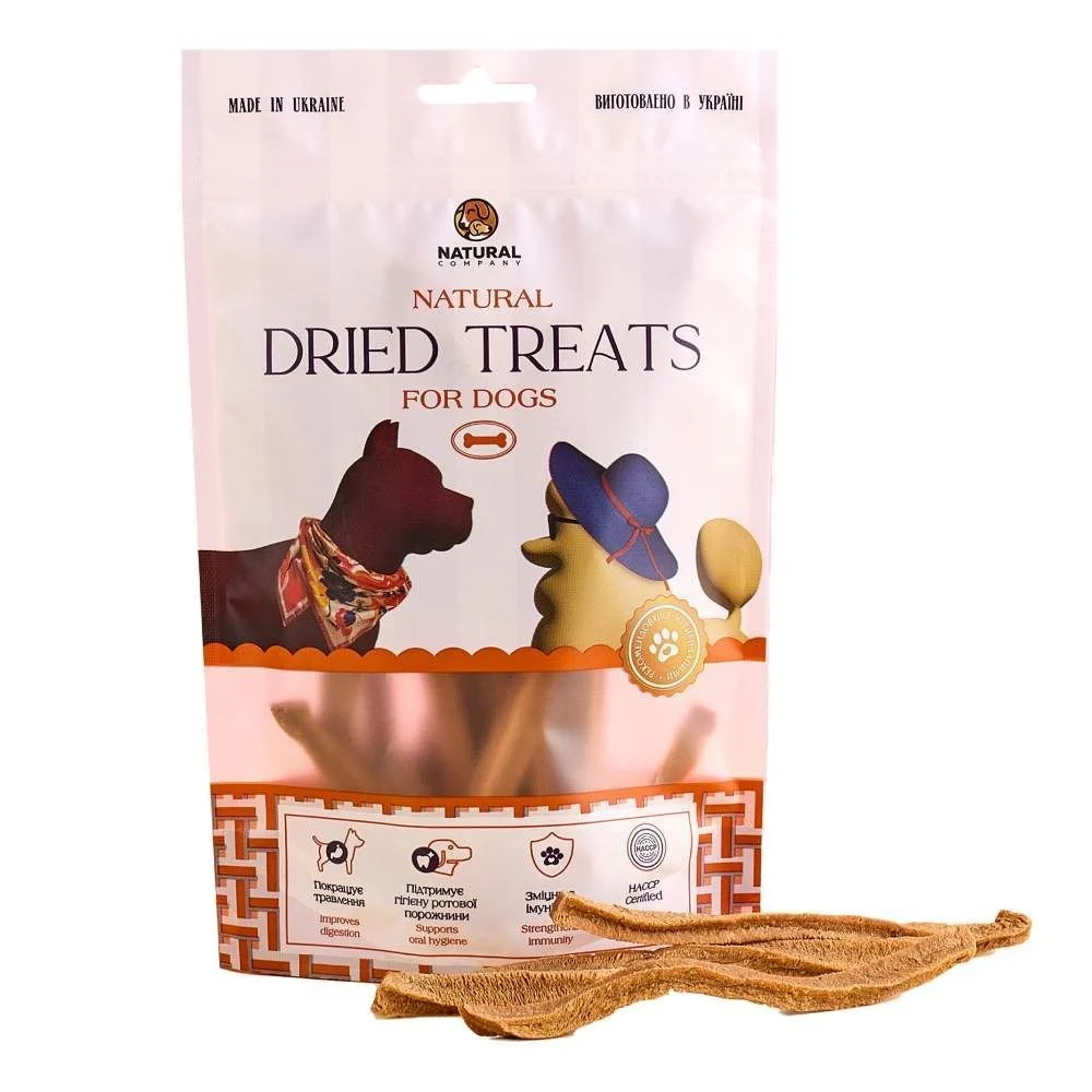 Ласощі для собак Natural Dried Treats 100 г - яловичина, курка та качка Ласощі для собак Natural Dried Treats 100 г - яловичина, курка та качка