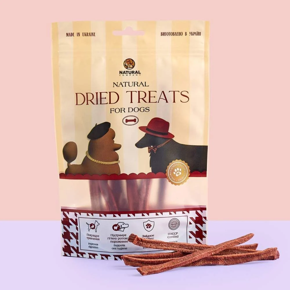 Ласощі для собак Natural Dried Treats 100 г - яловичина та курка