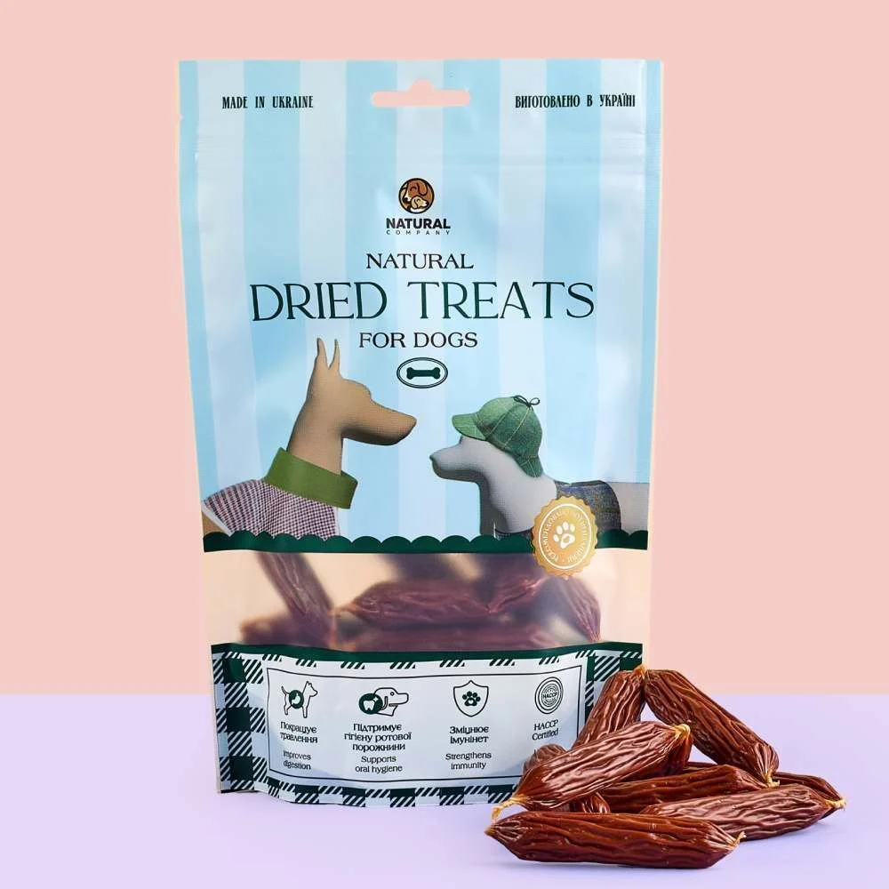 Ласощі для собак Natural Dried Treats Сосиски 10 шт - яловичина