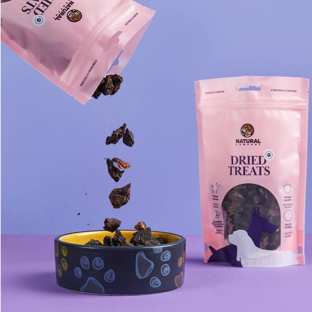 Ласощі для собак Natural Dried Treats Шматочки 100 г - печінка яловича