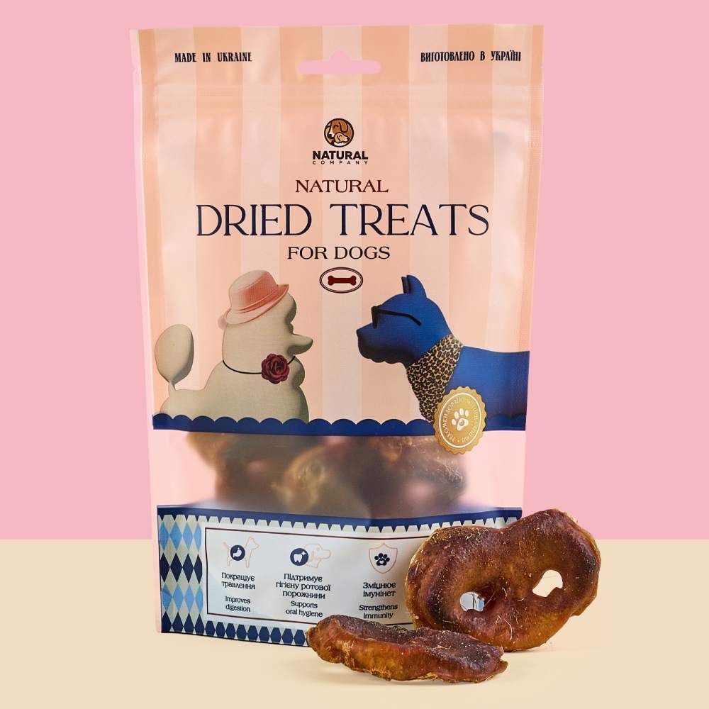 Ласощі для собак Natural Dried Treats 10 шт - п'ятак свинячий Ласощі для собак Natural Dried Treats 10 шт - п'ятак свинячий