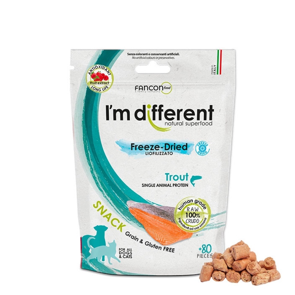 Ласощі для собак та котів I'm different Freeze-Dried 40 г - форель Ласощі для собак та котів I'm different Freeze-Dried 40 г - форель